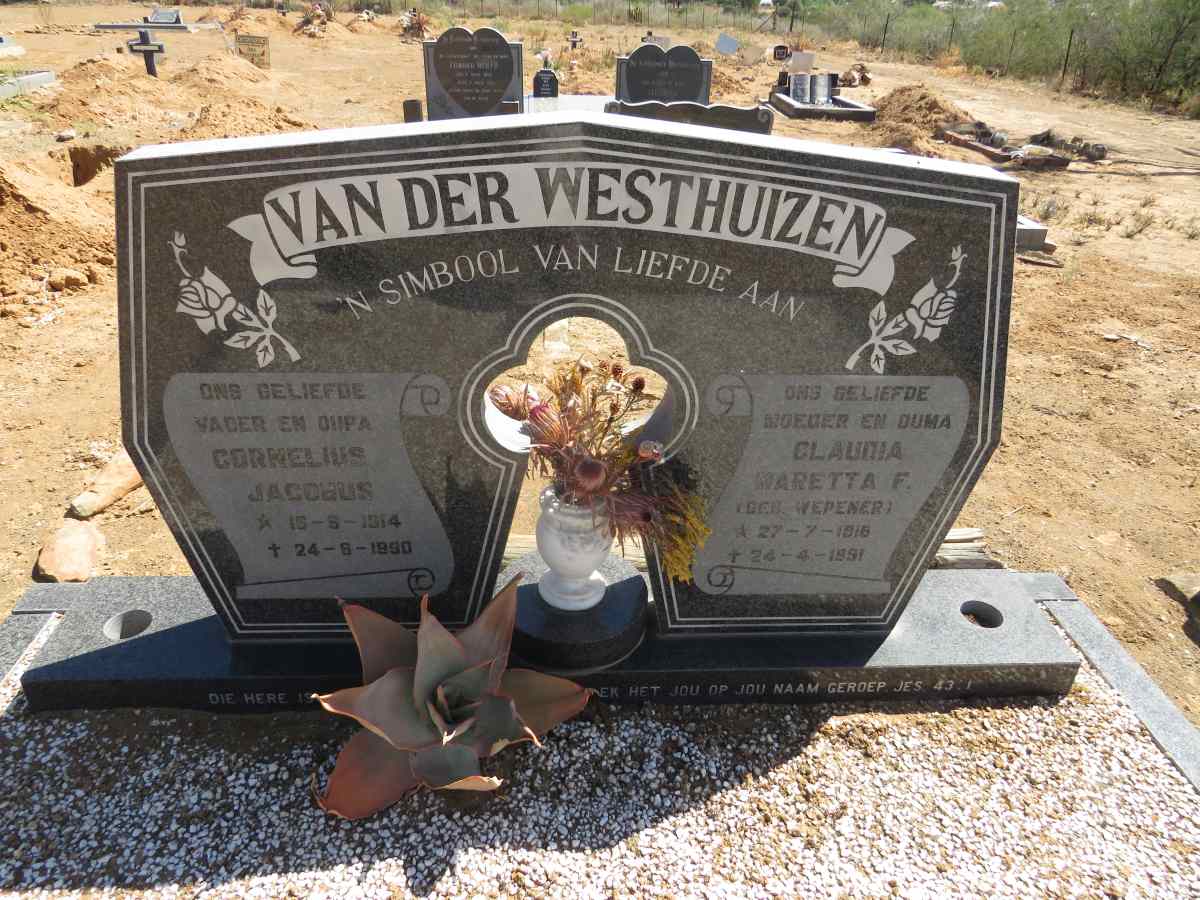 WESTHUIZEN Cornelius Jacobus 1914-1990 & Claudia Maretta F. WEPENER 1916-1991 :: ? Barend 1941-2020 :: ? Boetie 1949-2023_2