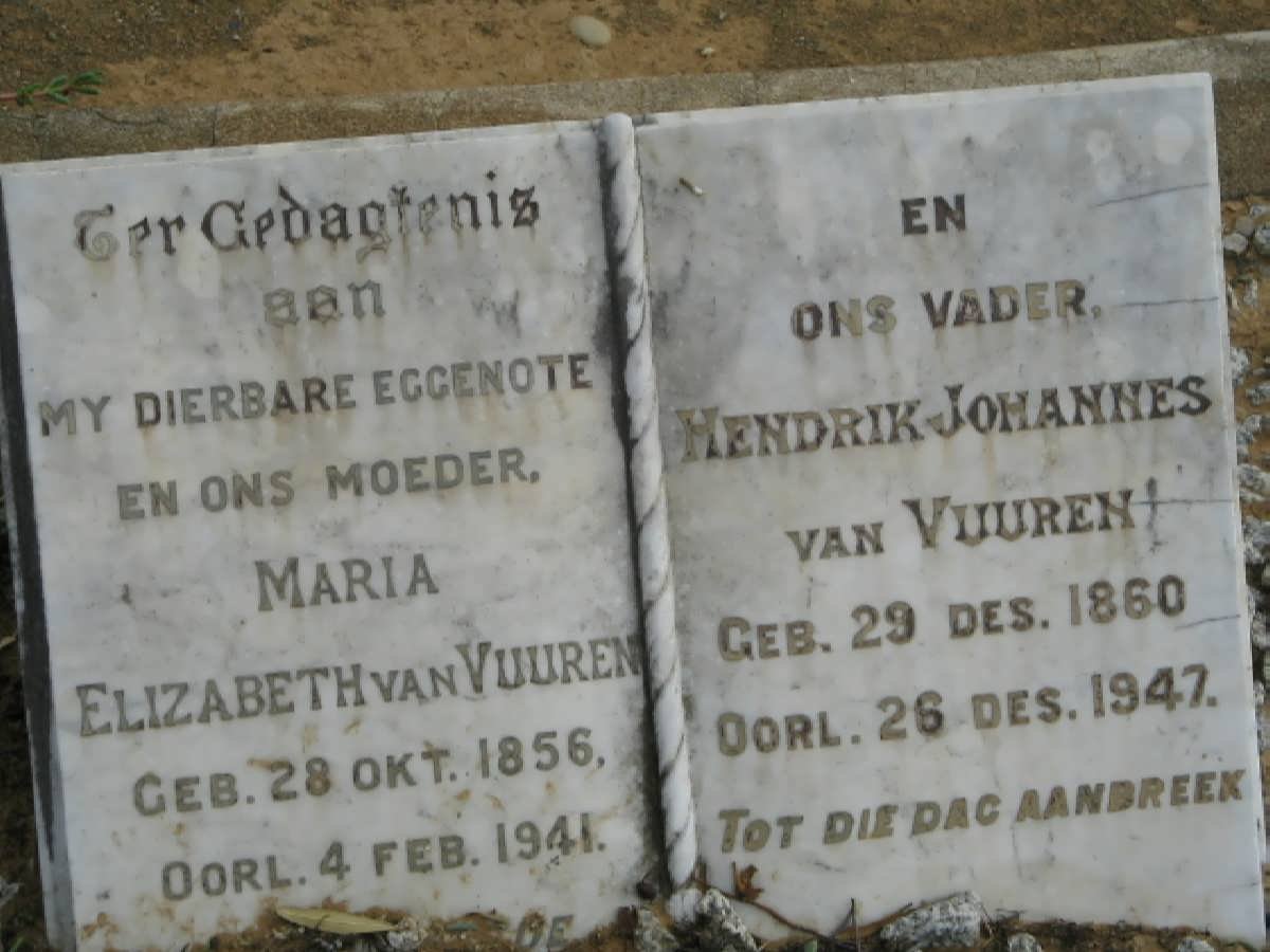 VUUREN Hendrik Johannes, van 1860-1947 &amp; Maria Elizabeth 1856-1941