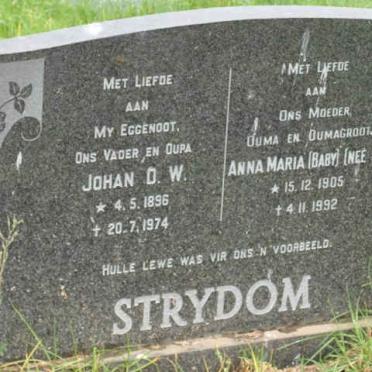 STRYDOM Johan D.W. 1896-1974 &amp; Anna Maria STRYDOM 1905-1992