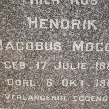 MOGGEE Hendrik Jacobus 1885-1961
