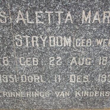 STRYDOM Aletta Maria nee WEBER 1878-1935