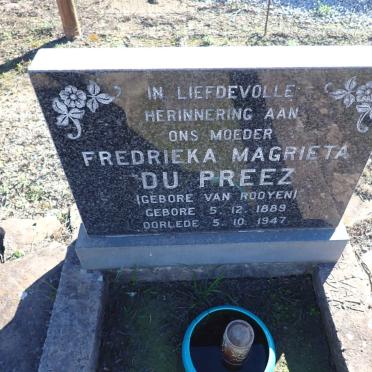 PREEZ Fredrieka Magrietha, du nee VAN ROOYEN 1889-1947