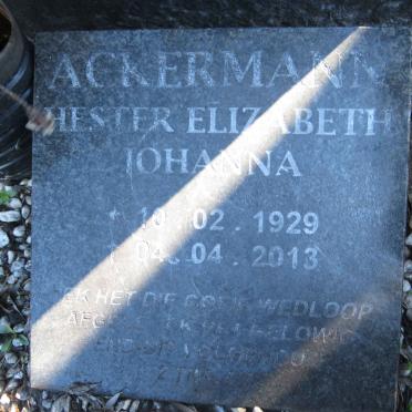 ACKERMANN Hester Elizabeth Johanna 1929-2013