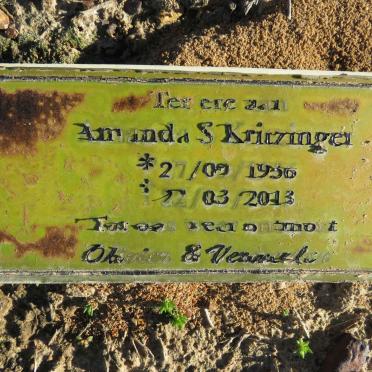 KRITZINGER Amanda S. 1936-2013