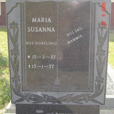 RAVESTEYN Maria Susanna, van nee DORFLING 1937-1977