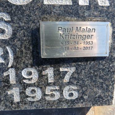 KRITZINGER Paul Malan 1953-2017