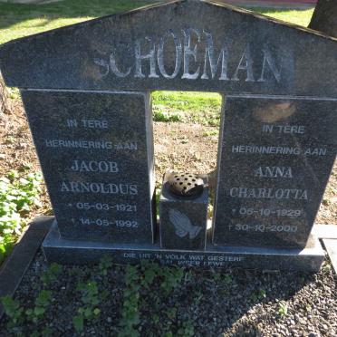 SCHOEMAN Jacob Arnoldus 1921-1992 & Anna Charlotta 1929-2000