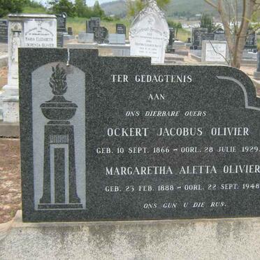 OLIVIER Ockert Jacobus 1866-1929 &amp; Margaretha Aletta 1888-1948