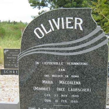 OLIVIER Maria Magdalena nee LAUBSCHER 1909-1989