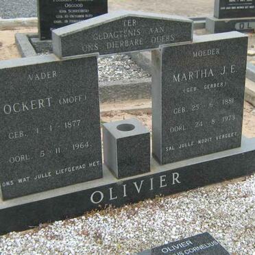 OLIVIER Ockert 1877-1964 &amp; Martha J.E. GERBER 1881-1973