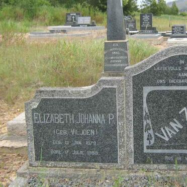 ZYL Elizabeth Johanna P., van nee VILJOEN 1879-1953