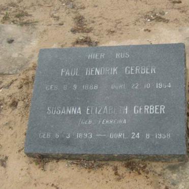 GERBER Paul Hendrik 1888-1964 &amp; Susanna Elizabeth FERREIRA 1893-1958