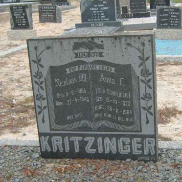 KRITZINGER Nicolaas M. 1865-1945 &amp; Anna C. SCHREIBER 1873-1964
