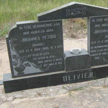 OLIVIER Johannes Petrus 1904-1977 &amp; Johanna Jacoba 1901-1977