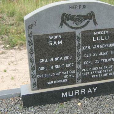 MURRAY Sam 1907-1982 &amp; Lulu VAN RENSBURG 1916-1976