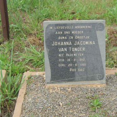 TONDER Johanna Jacomina, van nee RADEMEYER 1910-1981