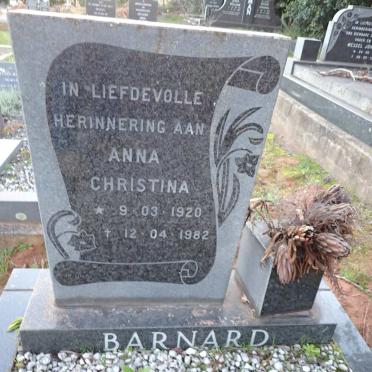 BARNARD Anna Christina 1920-1982
