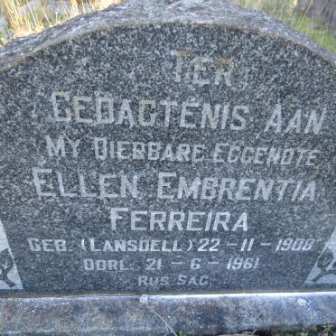 FERREIRA Ellen Embrentia nee LANSDELL 1908-1961