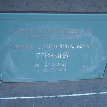 FERREIRA Martha Charthirina Maria 1950-1990