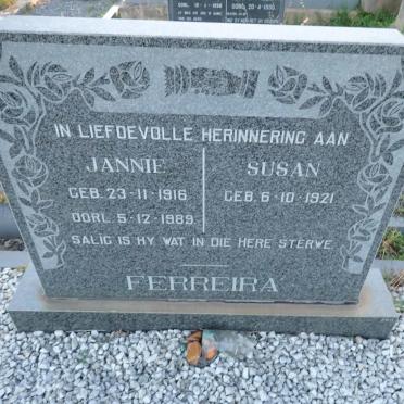 FERREIRA Jannie 1916-1989 & Susan 1921-