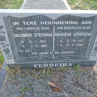 FERREIRA Salomon Stefanus 1913-2004 & Andriena Gerbriena 1927-2004