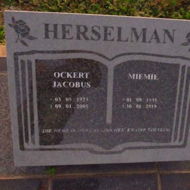 HERSELMAN Ockert Jacobus 1923-2005 & Miemie 1935-2010
