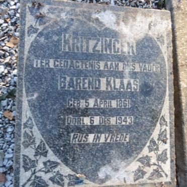KRITZINGER Barend Klaas 1861-1943