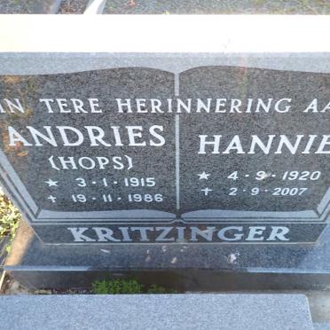 KRITZINGER Andries 1915-1986 & Hannie 1920-2007