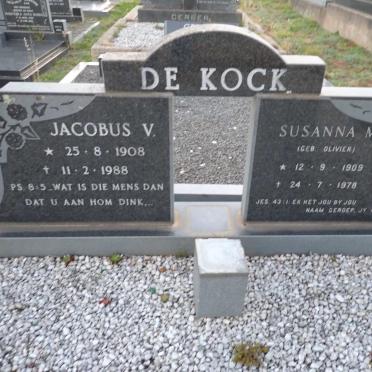 KOCK Jacobus V., de 1908-1988 & Susanna M. OLIVIER 1909-1978