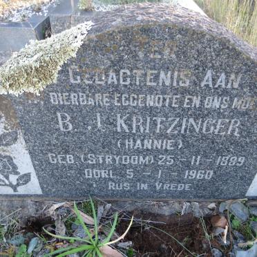 KRITZINGER B.J. nee STRYDOM 1889-1960