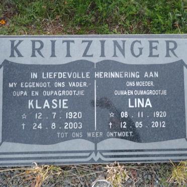 KRITZINGER Klasie 1920-2003 & Lina 1920-2012