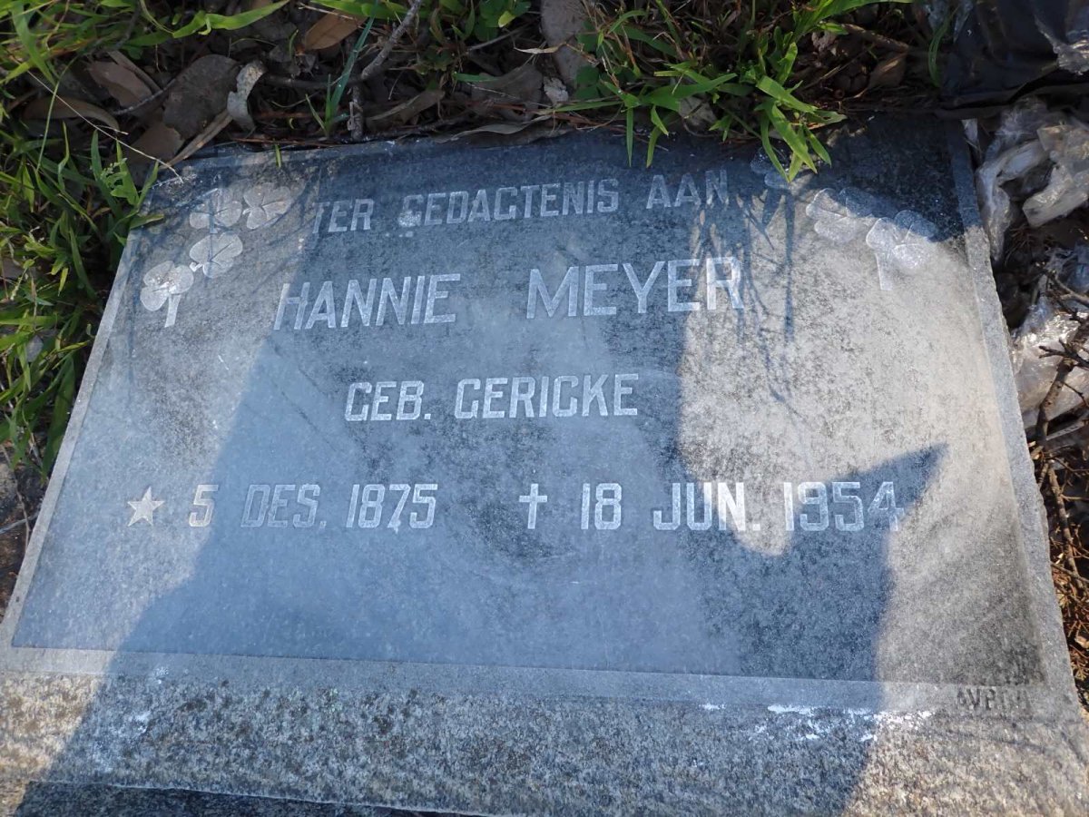 MEYER Hannie nee GERICKE 1875-1954