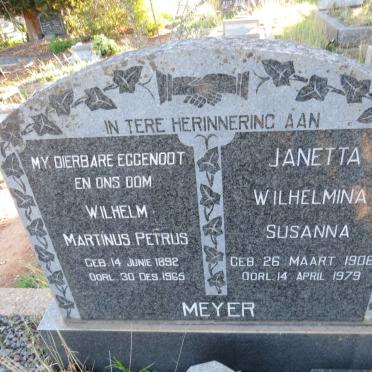 MEYER Wilhelm Marthinus Petrus 1892-1965 & Janetta Wilhelmina Susanna 1906-1979