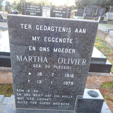 OLIVIER Martha nee DU PLESSIS 1916-1979
