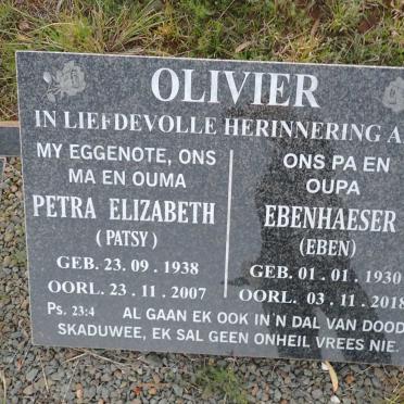 OLIVIER Ebenhaeser 1930-2018 & Petra Elizabeth 1938-2007