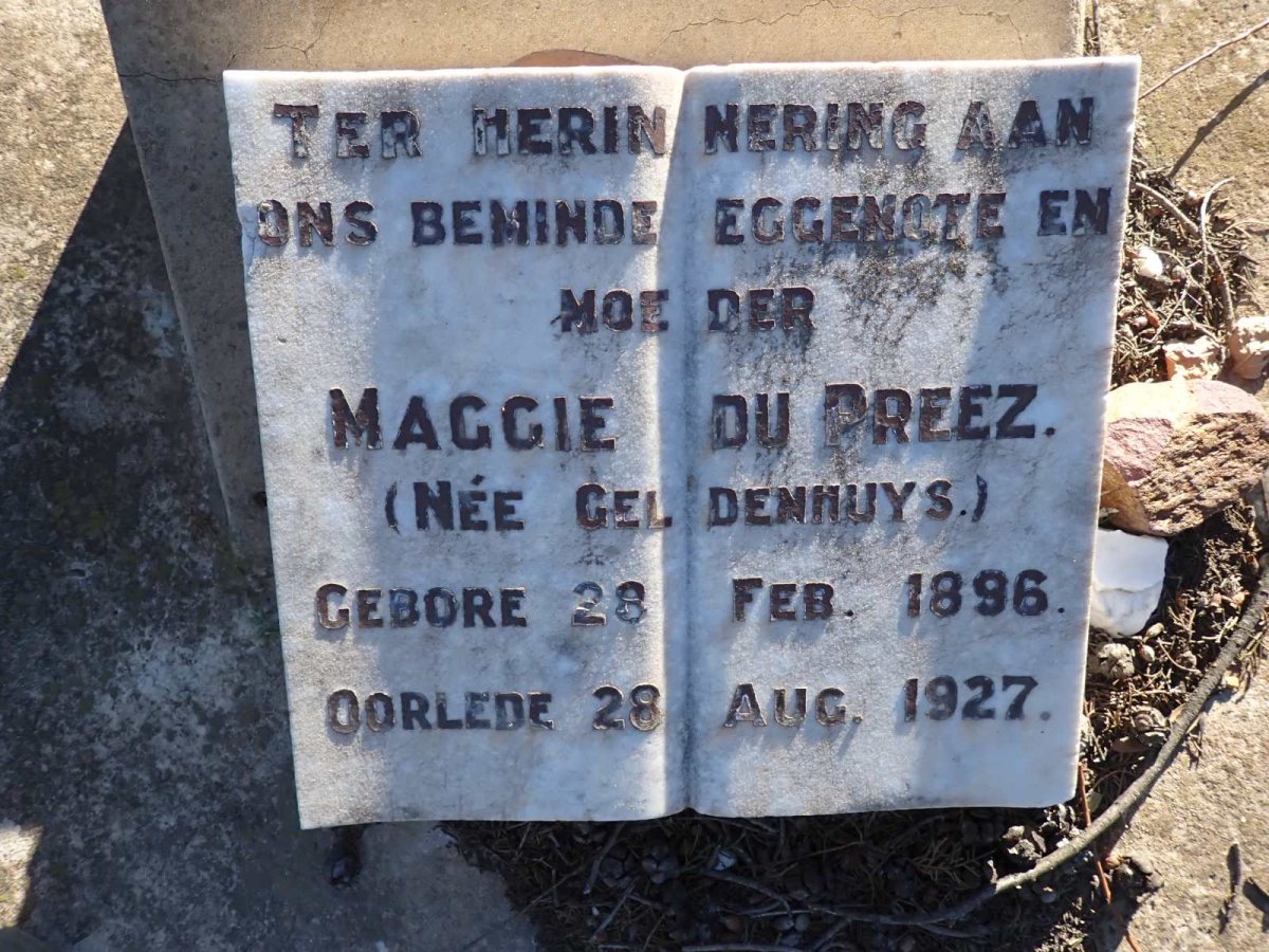 PREEZ Maggie, du nee GELDENHUYS 1896-1927