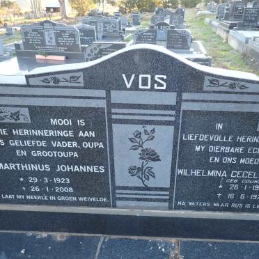 VOS Marthinus Johannes 1923-2008 & Wilhelmina Cecilia Mara GOUWS 1925-1977