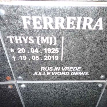 FERREIRA M.J. 1925-2019