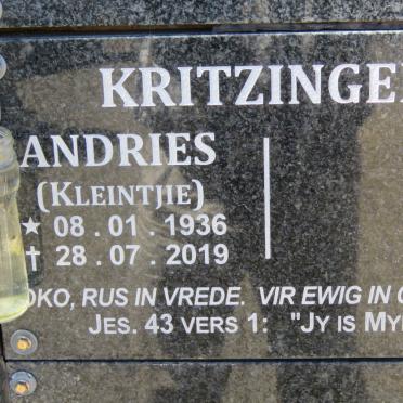 KRITZINGER Andries 1936-2019
