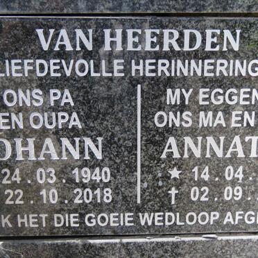 HEERDEN Johann, van 1940-2018 &amp; Annatjie 1942-2014
