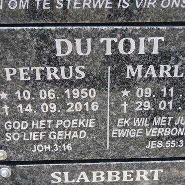 TOIT Petrus, du 1950-2016 &amp; Marlisa 1958-2019