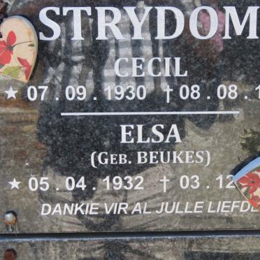 STRYDOM Cecil 1930-1996 &amp; Elsa BEUKES 1932-2017