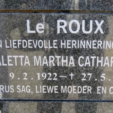 ROUX Aletta Martha Catharina, le 1922-2005