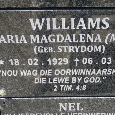 WILLIAMS Maria Magdalena nee STRYDOM 1929-2016
