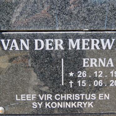 MERWE Erna, van der 1940-2017
