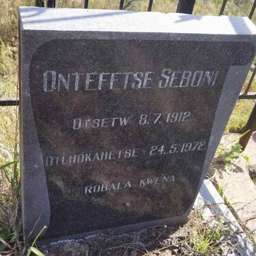 SEBONI Ontefetse 1912-1972
