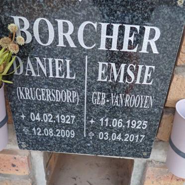 BORCHER Daniel 1927-2009 & Emsie VAN ROOYEN 1925-2017