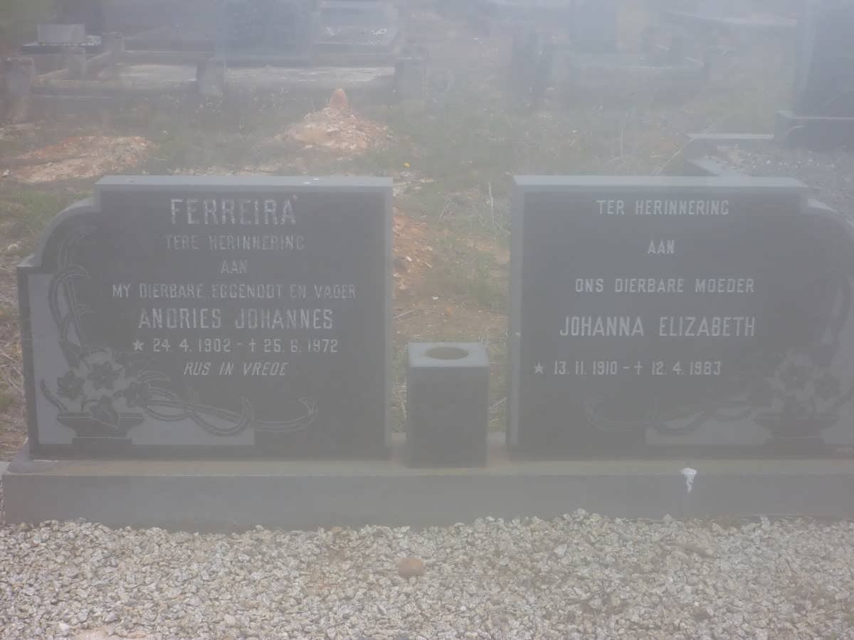 FERREIRA Andries Johannes 1902-1972 &amp; Johanna Elizabeth 1910-1983