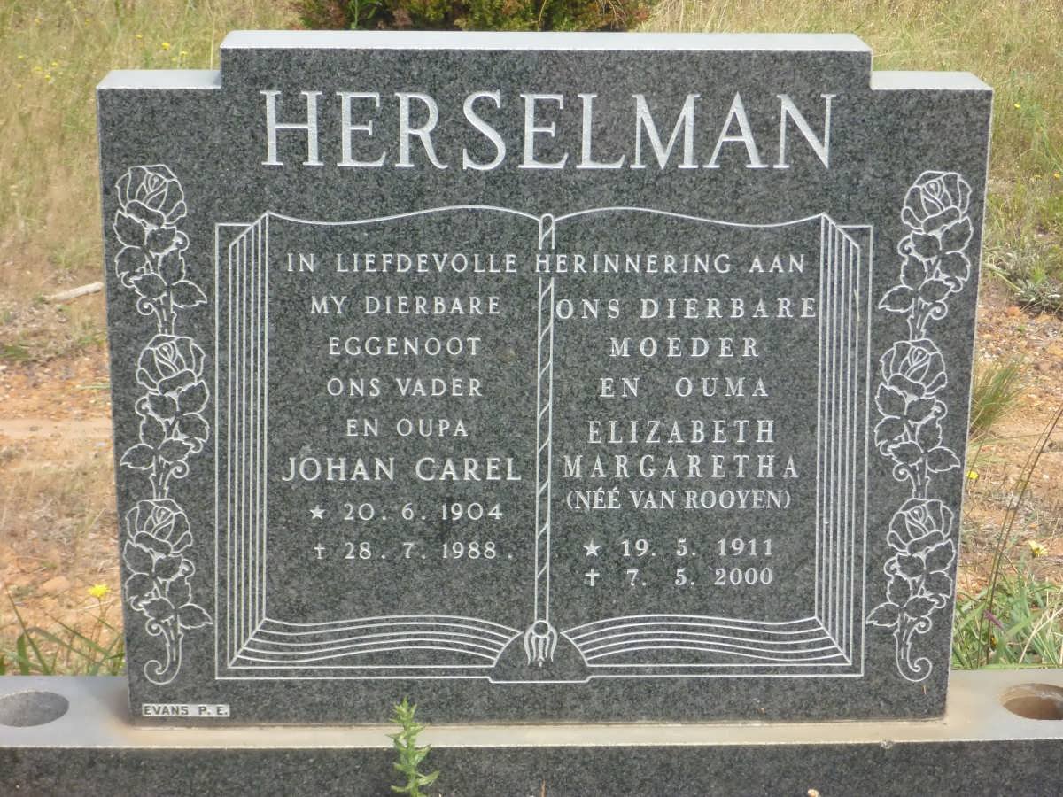 HERSELMAN Johan Carel 1904-1988 &amp; Elizabeth Margaretha VAN ROOYEN 1911-2000