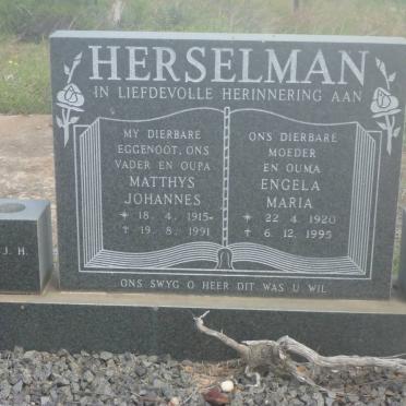 HERSELMAN Matthys Johannes H. 1915-1991 &amp; Engela Maria 1920-1995